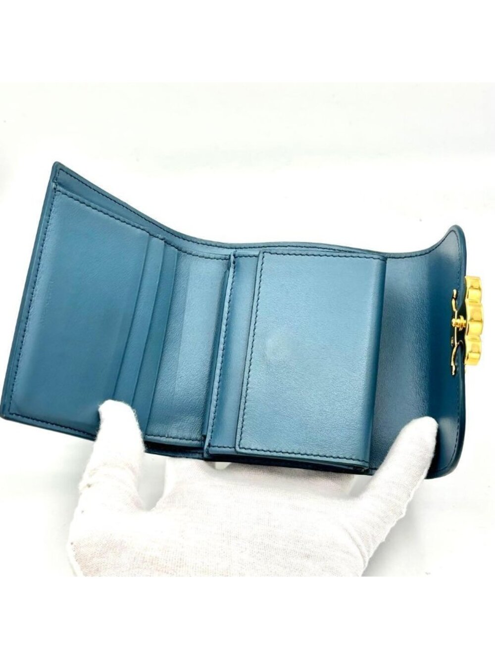 Celine Small Flap Wallet Triomphe Light Blue - Picture 3 of 11